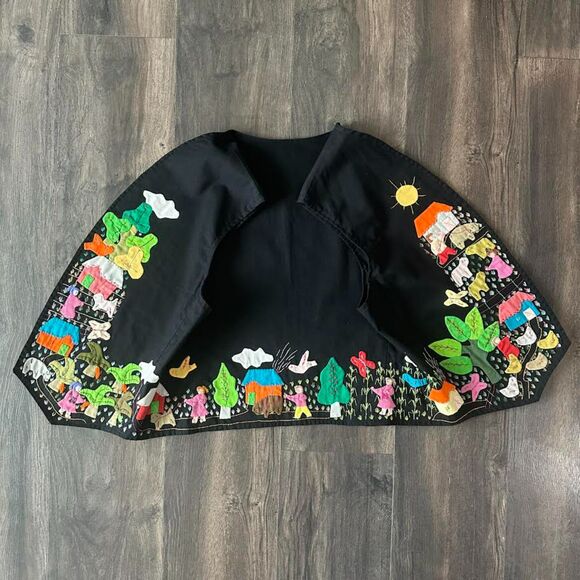 Vintage Cuyamuna Folk Art Vest Patchwork Applique Farm Animals Scene Size Large - Picture 10 of 10